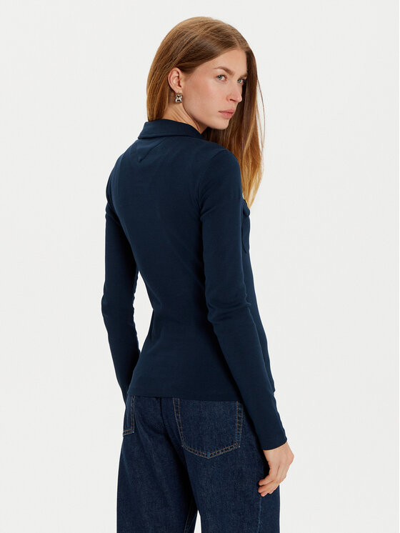 Поло slim fit WW0WW45308 Tommy Hilfiger, синий — фото 3