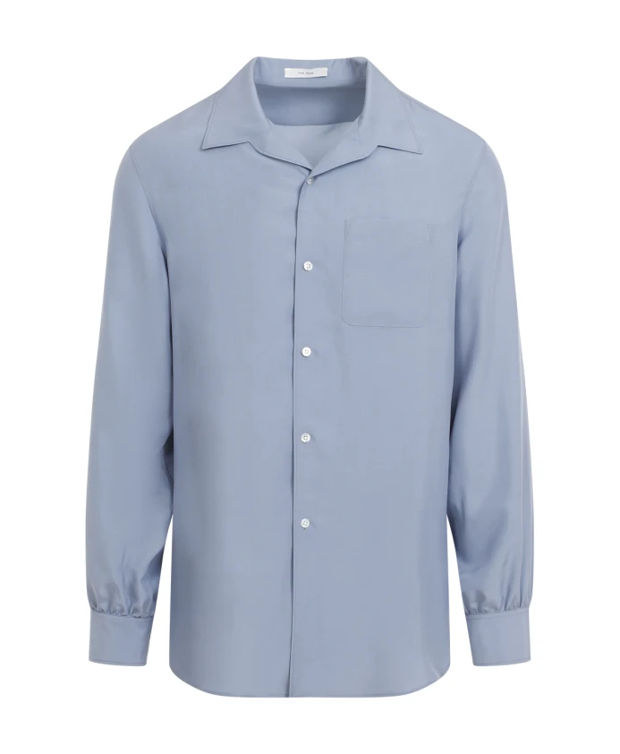 

Элегантная шелковая рубашка The Row, синий