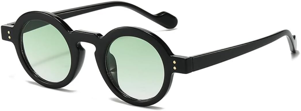 

Ретро маленькие круглые солнцезащитные очки для женщин, модные, с прозрачными линзами цвета океана, защита от УФ-излучения UV400, мужские, с заклепками, в стиле панк UATXTAU, Black Green Gradient