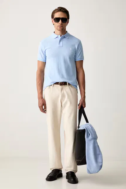 Поло хлопковое модель 710795080016 Polo Ralph Lauren, синий — фото 2