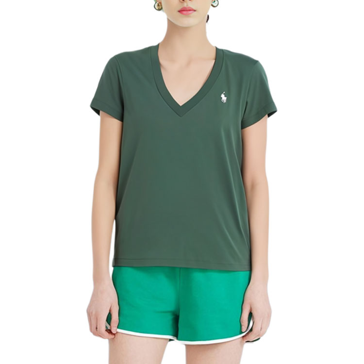 Футболка Polo Ralph Lauren V-Neck, темно-зеленый — фото 3