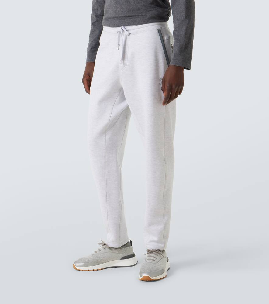 Хлопковые джерси спортивные штаны Brunello Cucinelli, Perla/Grigio — фото 3