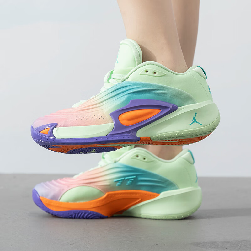 Детские баскетбольные кроссовки Jordan Luka 3, зеленые с фиолетовым — фото 4
