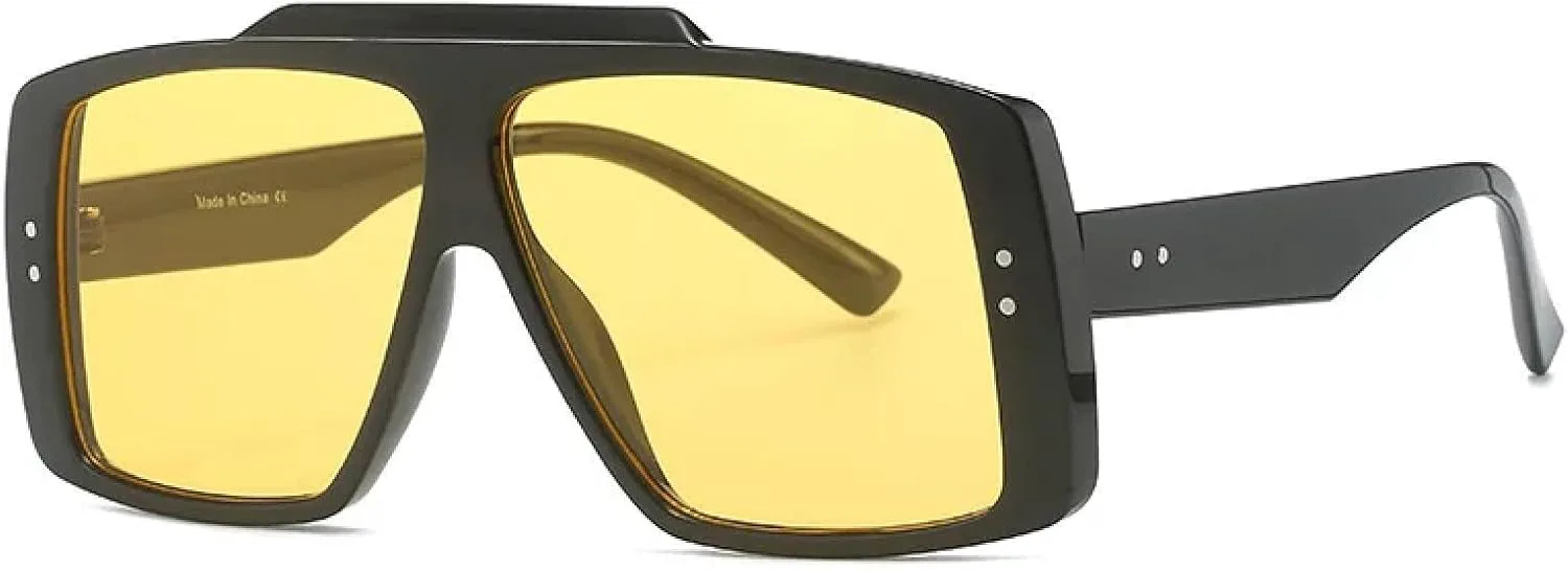 

Винтажные солнцезащитные очки в крупной оправе для женщин и мужчин, с градиентным переходом цвета, в стиле панк, с защитой от УФ-излучения UV400 UATXTAU, Black-yellow