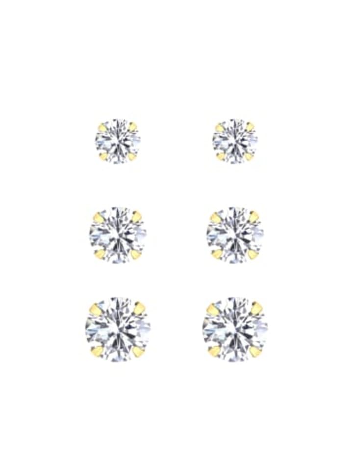 

Alexander York Серьги Ohrstecker-Set Zirkonia 4, 6, 8 mm in Gold aus 925 Sterling Silber, 2-tlg