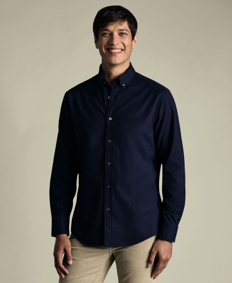 

Мужская приталенная рубашка с длинными рукавами Charles Tyrwhitt, Navy