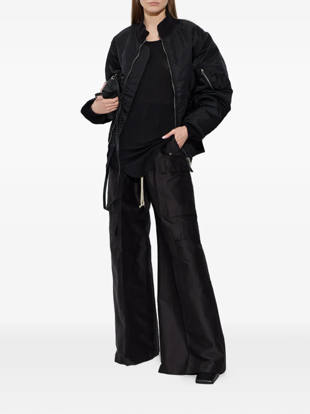 Брюки с карманами и кулиской Rick Owens, черный — фото 2