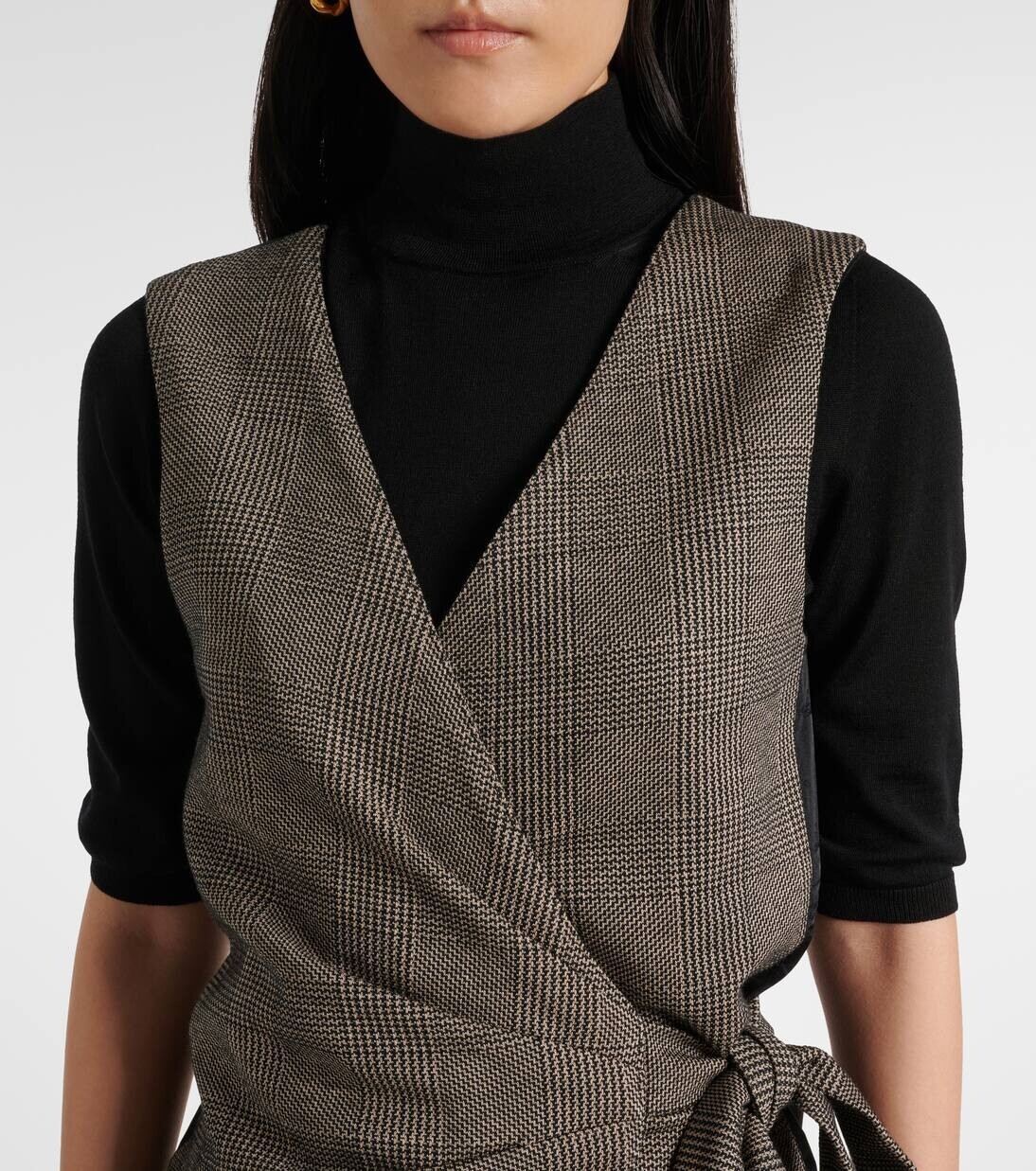 Топ-халат с узором «гусиная лапка» из смеси шерсти Adige Max Mara, цвет nero pomice — фото 4