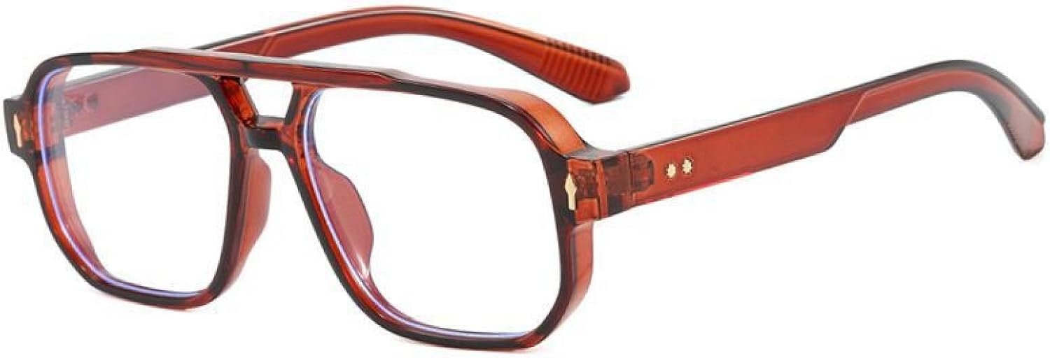 

Роскошные солнцезащитные очки в крупной оправе для женщин и мужчин, в винтажном стиле панк с заклепками, популярные для активного отдыха, с защитой от УФ-излучения UV400 TYUVIVO, Brown Clear