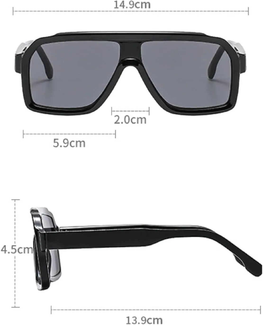 

Melrose Fashion — большие солнцезащитные очки для женщин и мужчин, роскошные очки-маски в крупной оправе, панк-очки, защита от УФ-излучения UV400, модель 6121, Black