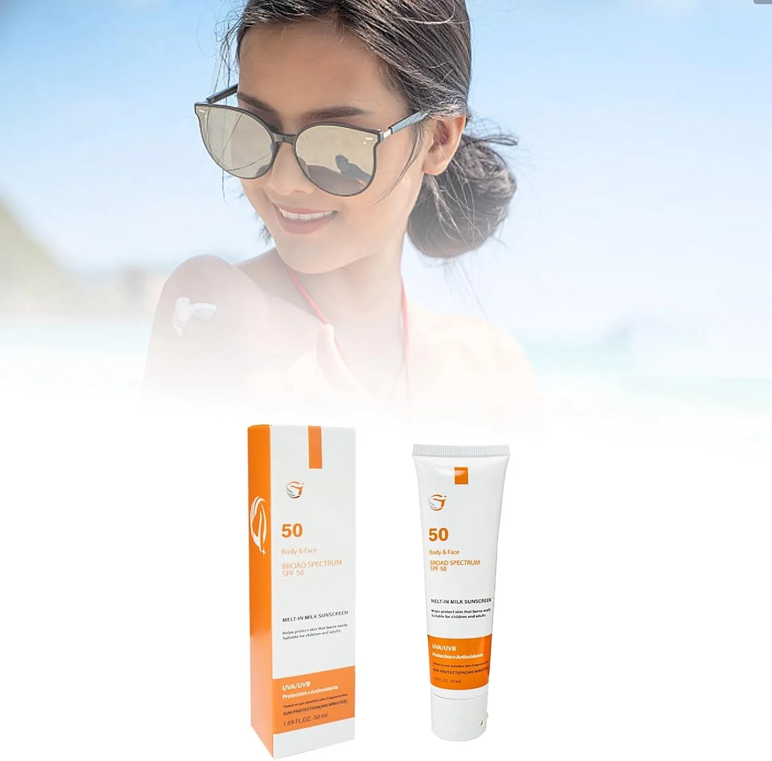 Солнцезащитный крем для лица Orange Sunscreen, 40 SPF, для чувствительной кожи Generic — фото 2