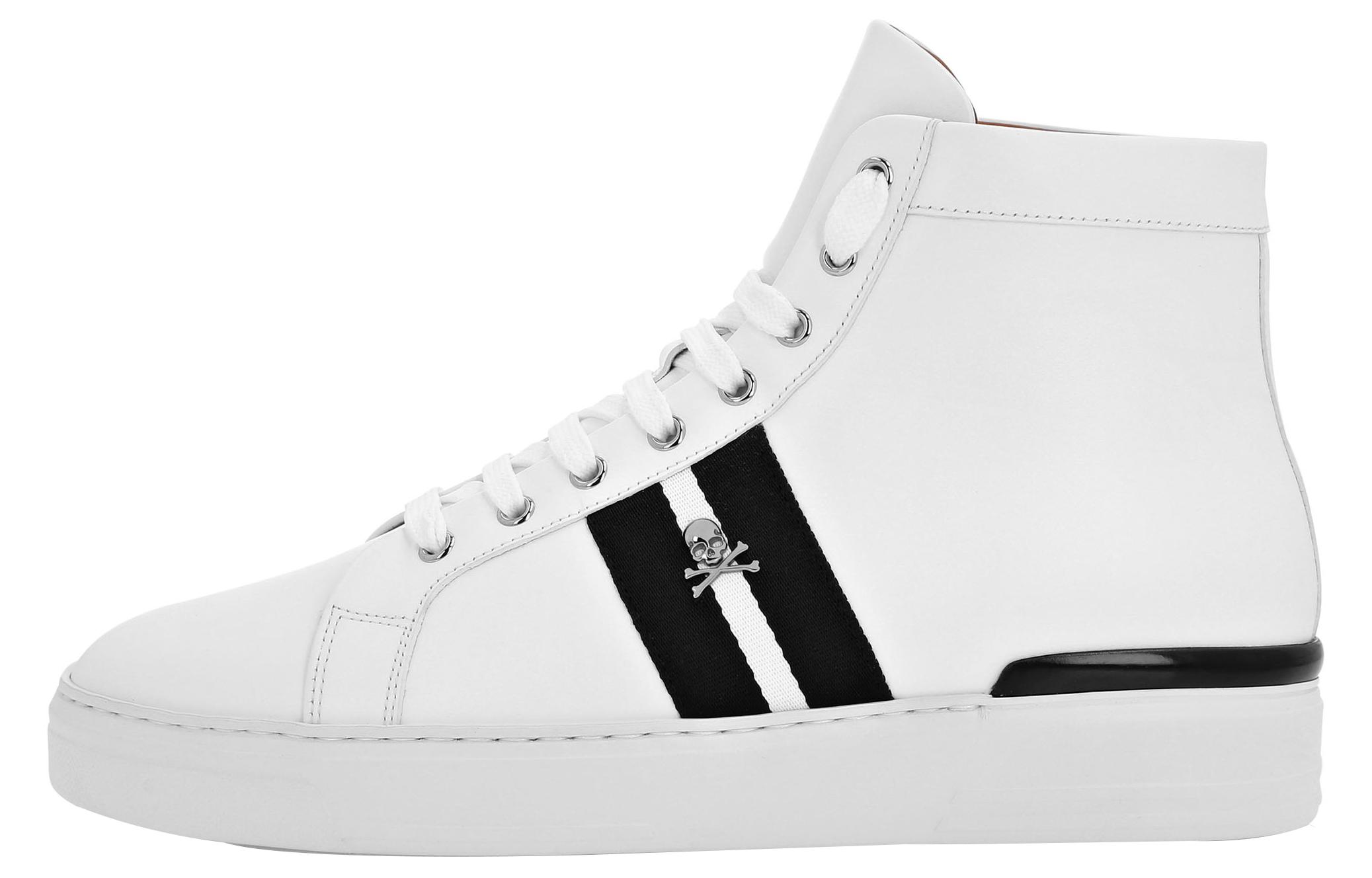 

Кроссовки из кожи с черепом-подвеской PHILIPP PLEIN, белый