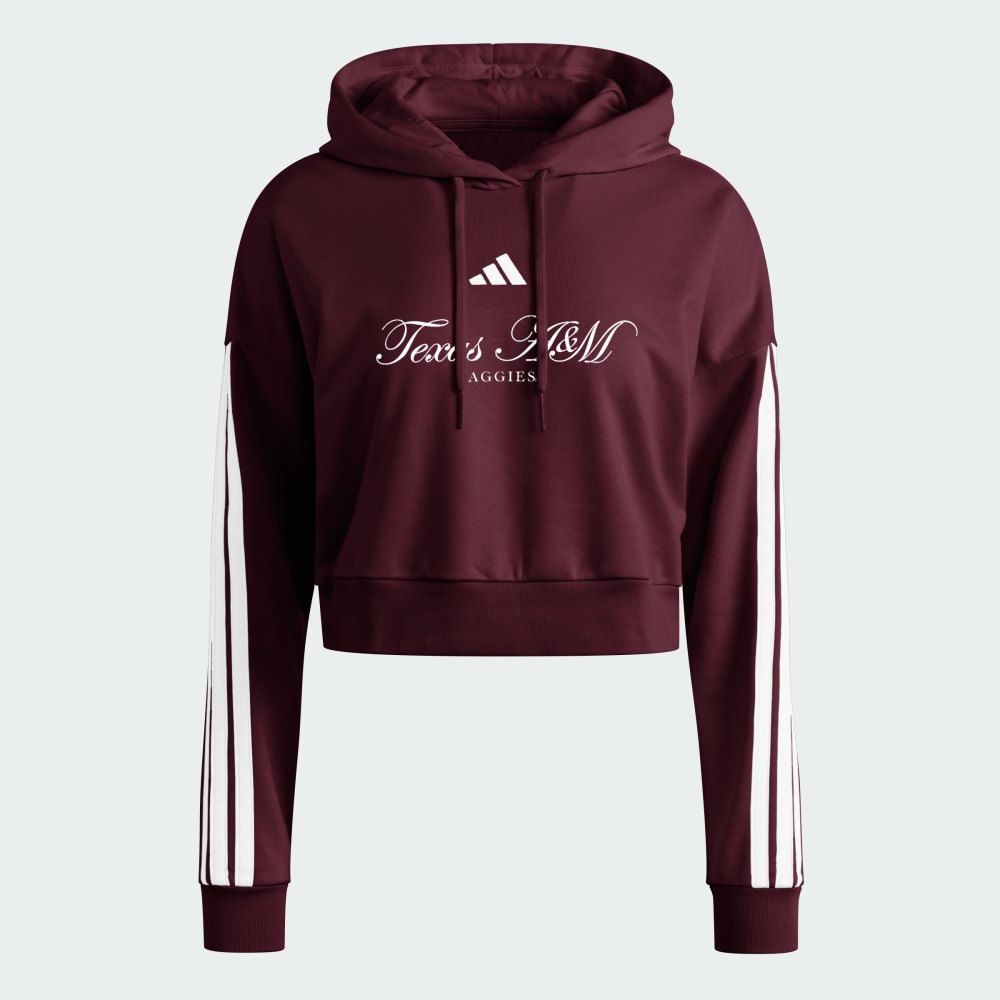 

Худи Adidas Texas A&M Aggies Essentials 3-Stripes Crop Hoodie, цвет Team Maroon/White/Multi