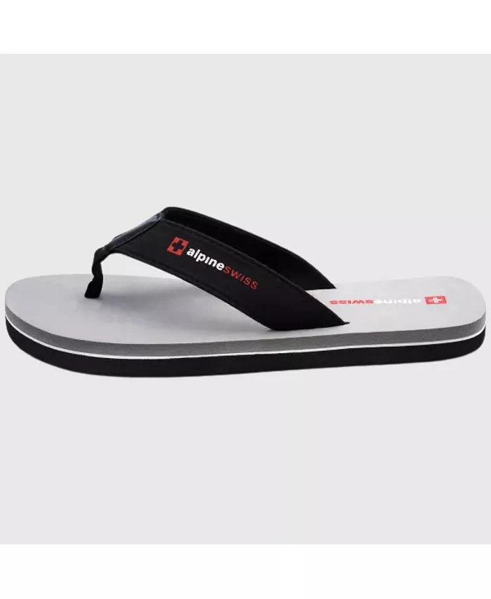 Мужские шлепанцы Flip Flops, легкие сланцы с перемычкой между пальцами. Пляжные сандалии на подошве из EVA для комфорта. Прочные шлепанцы для мужчин, повседневная обувь для бассейна и улицы Alpine Swiss, серый — фото 2