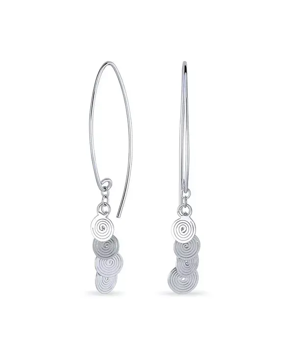 

Серьги-Нитки геометрической формы с закрученными дисками и пайетками в стиле бохо-бали из серебра 925 пробы Bling Jewelry, silver