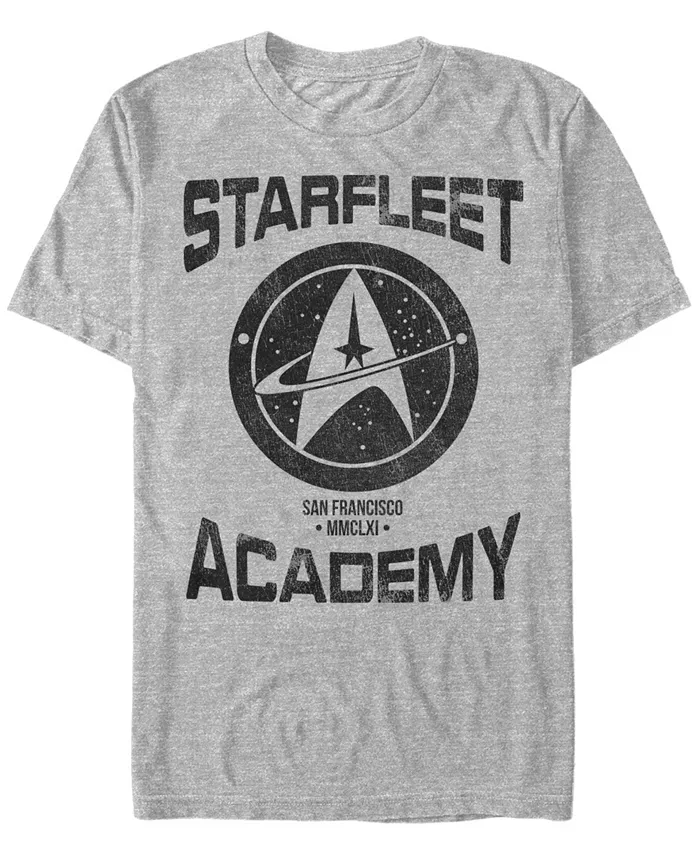 

Футболка с коротким рукавом Star Trek Men's Starfleet Academy с полной эмблемой Звездного Флота Fifth Sun, серый