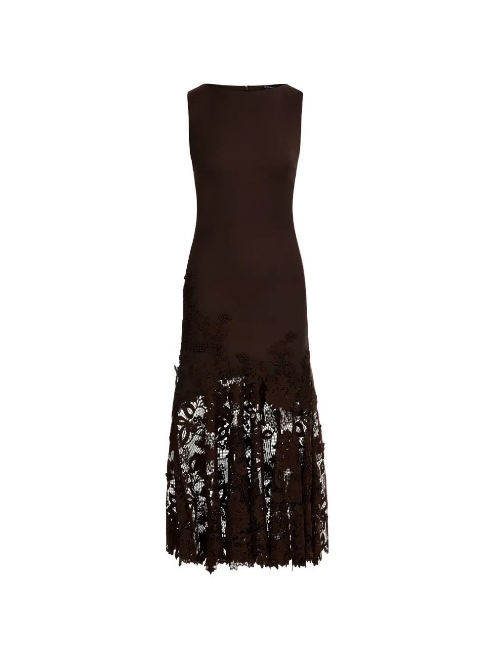 

Гипюровое платье макси с цветочным декором Oscar De La Renta, коричневый