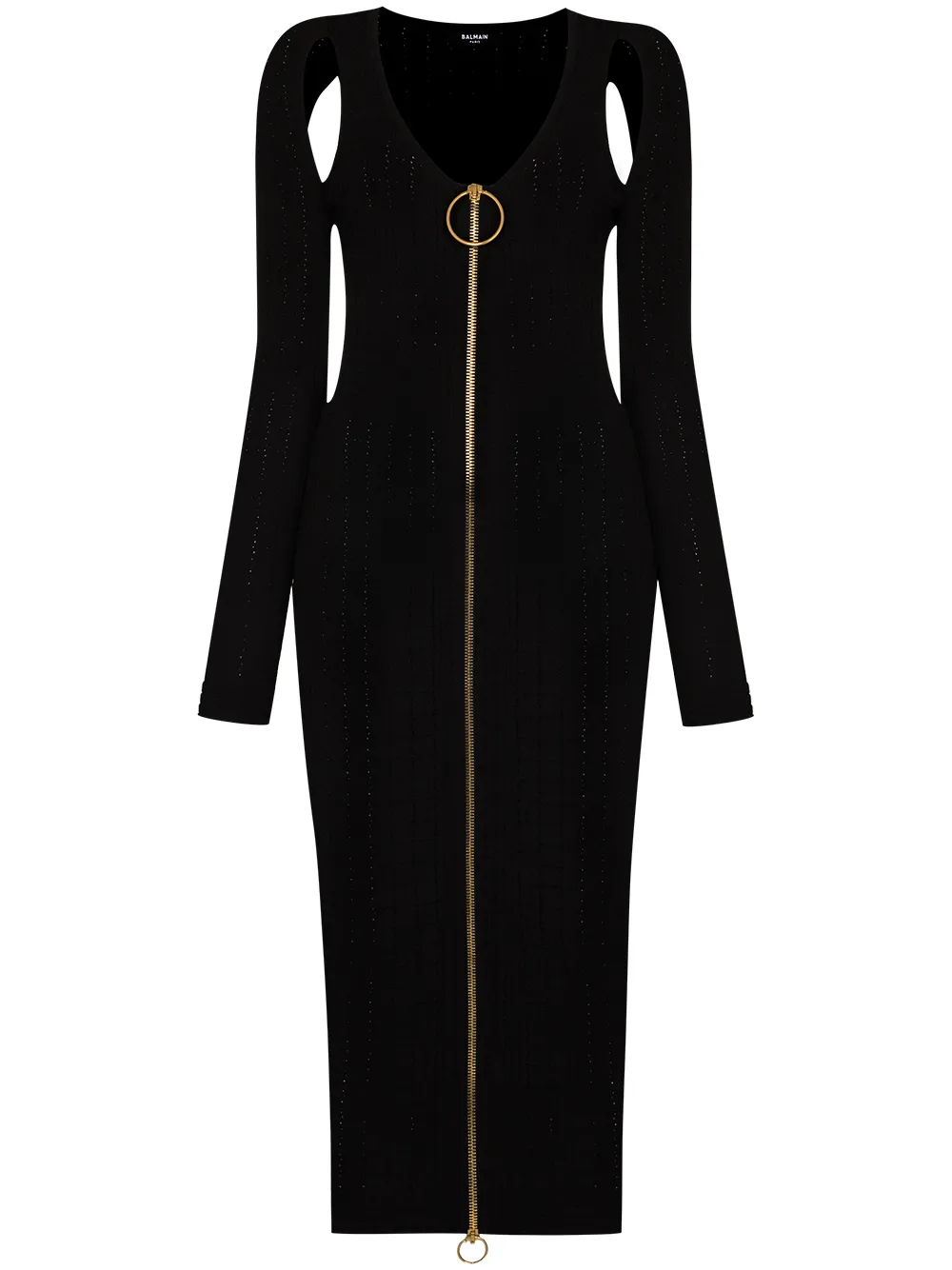 

Приталенное платье с вырезами BALMAIN, черный