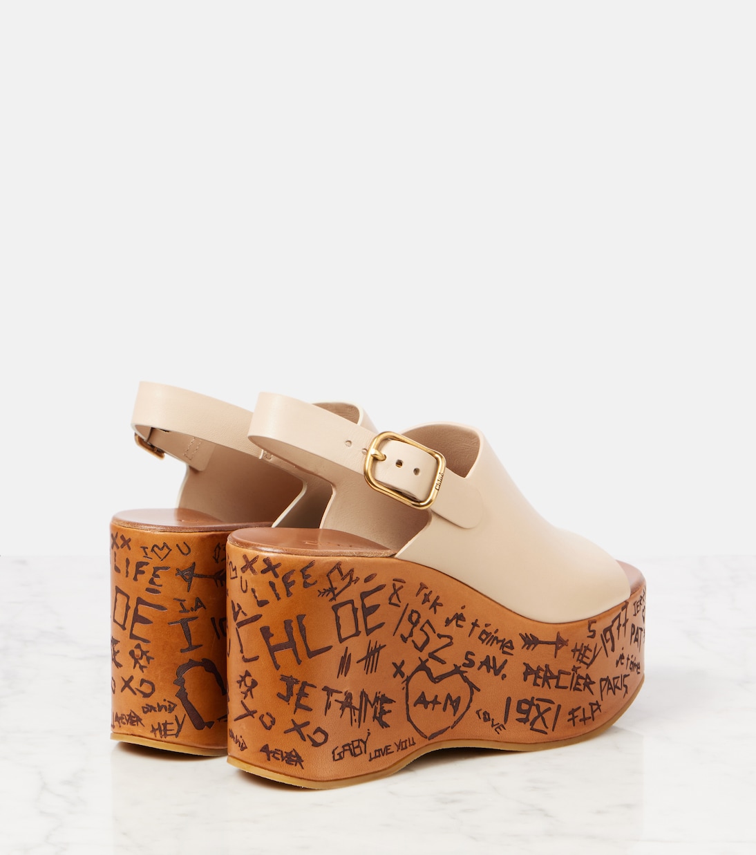 Туфли на танкетке из тисненой кожи Maxime Chloé, Sweet Beige — фото 2