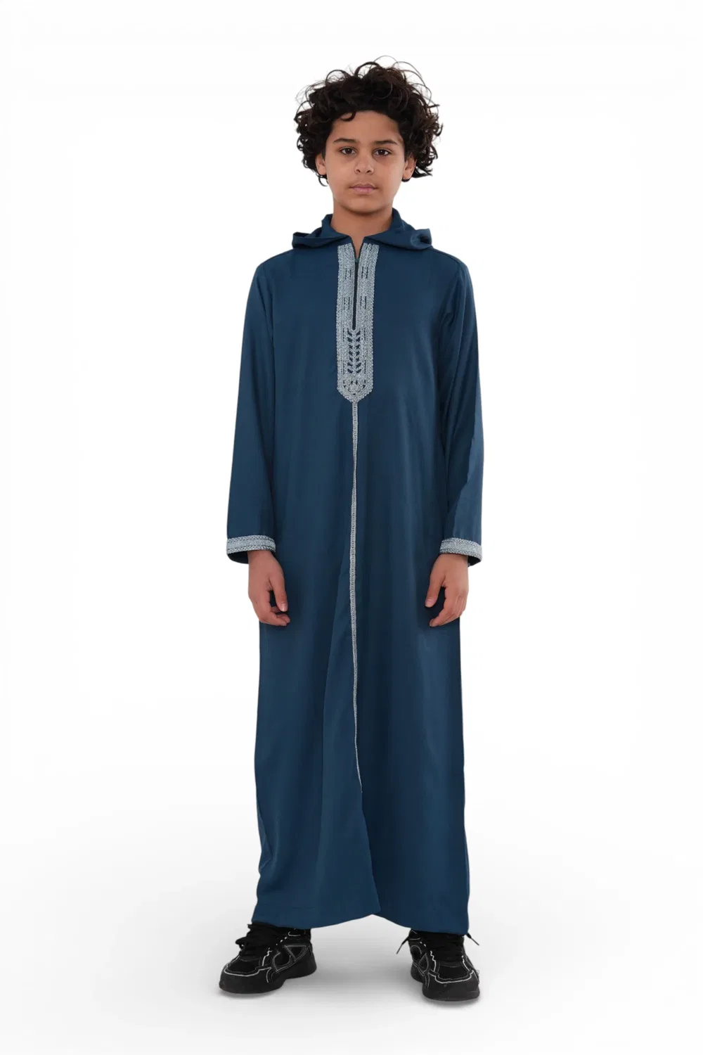 Arabic Thobes Детский марокканский халат Thobe цвета морской волны для мальчиков цвета морской волны с капюшоном Djellaba Ramadan Jubba- K-HM3