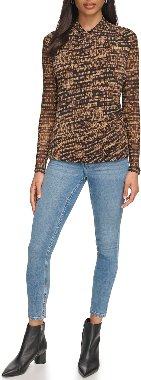 

Calvin Klein Женская трикотажная кофта с принтом и длинным рукавом, Luggage Multi