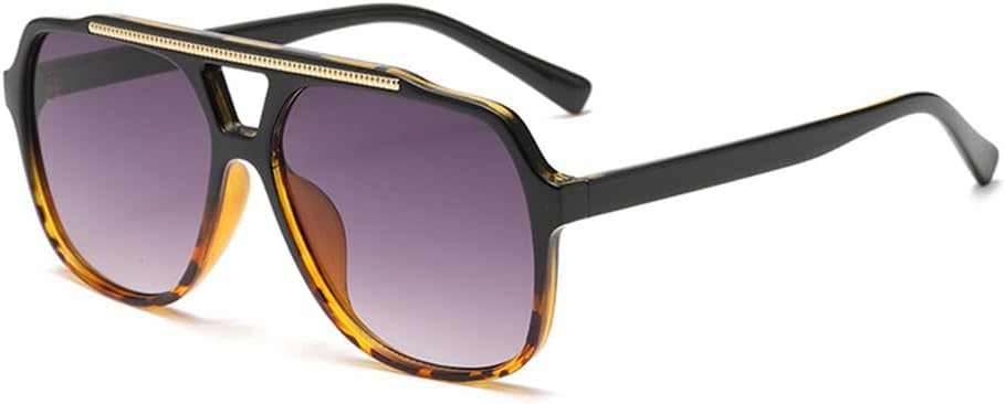 

Модные солнцезащитные очки-пилот в стиле ретро с двойным острием, солнцезащитный козырек, защита от УФ-излучения, простой повседневный стиль UJNHGQ, Hawksbill Gradient