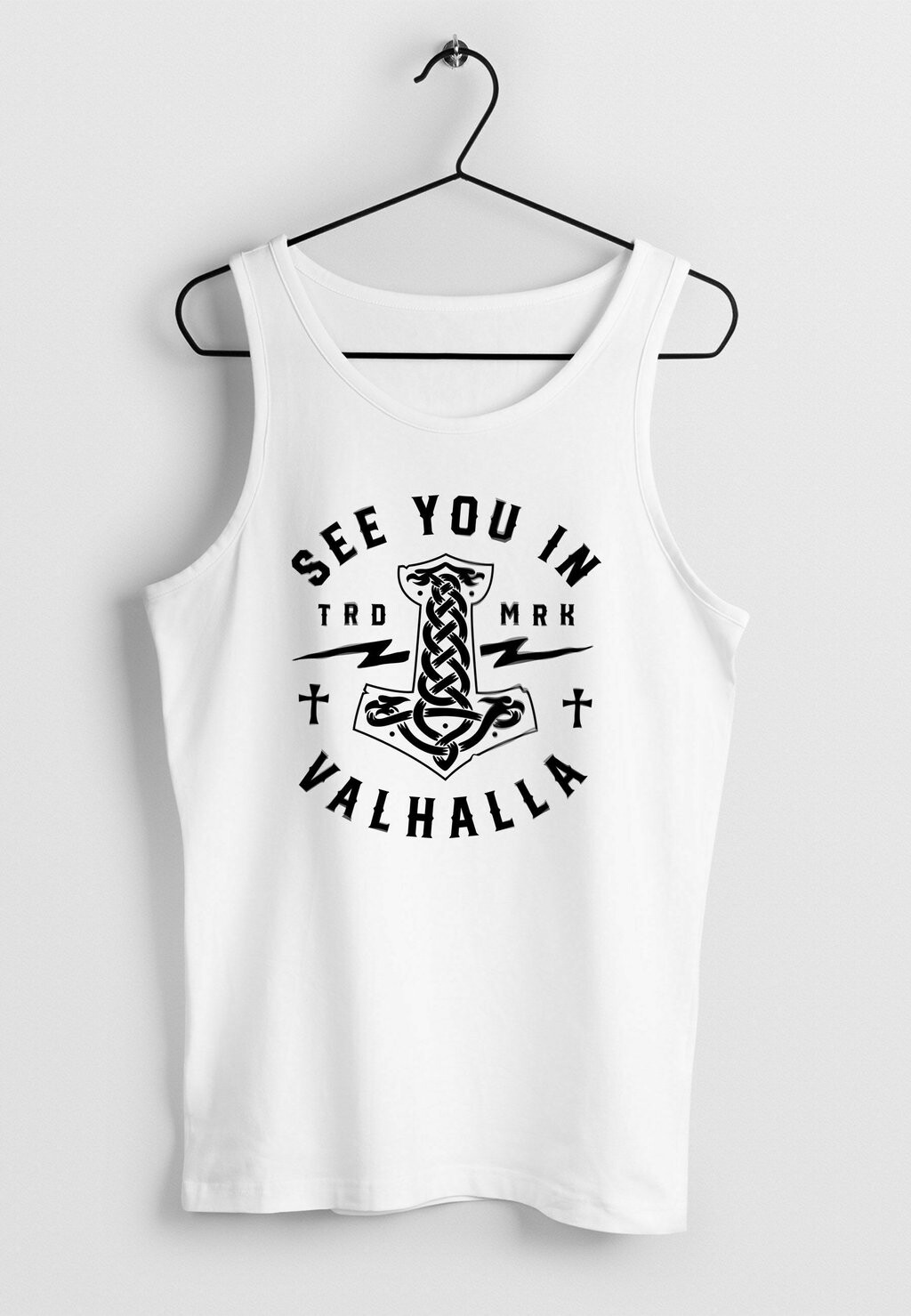 

Топ TANK SEE YOU IN VALHALLA MJÖLNIR THOR HAMMER Neverless, белый
