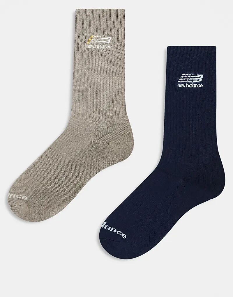 

2 Пары ребристых носков New Balance темно-синего и светло-коричневого цветов