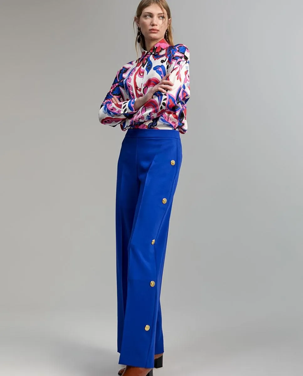 

Женские прямые брюки с боковой молнией и кнопками Lola Casademunt, синий