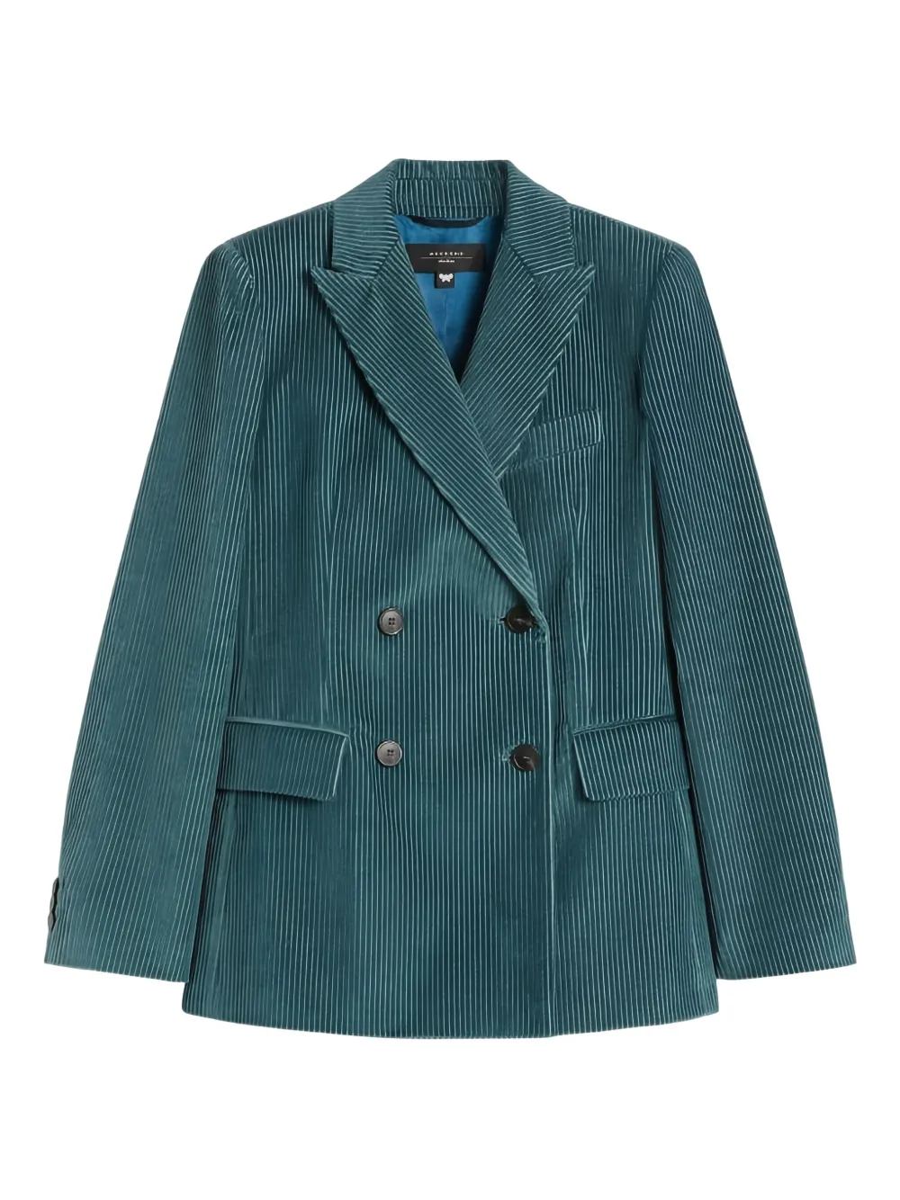 

Двубортный блейзер из вельвета с ребристым узором Weekend Max Mara, синий