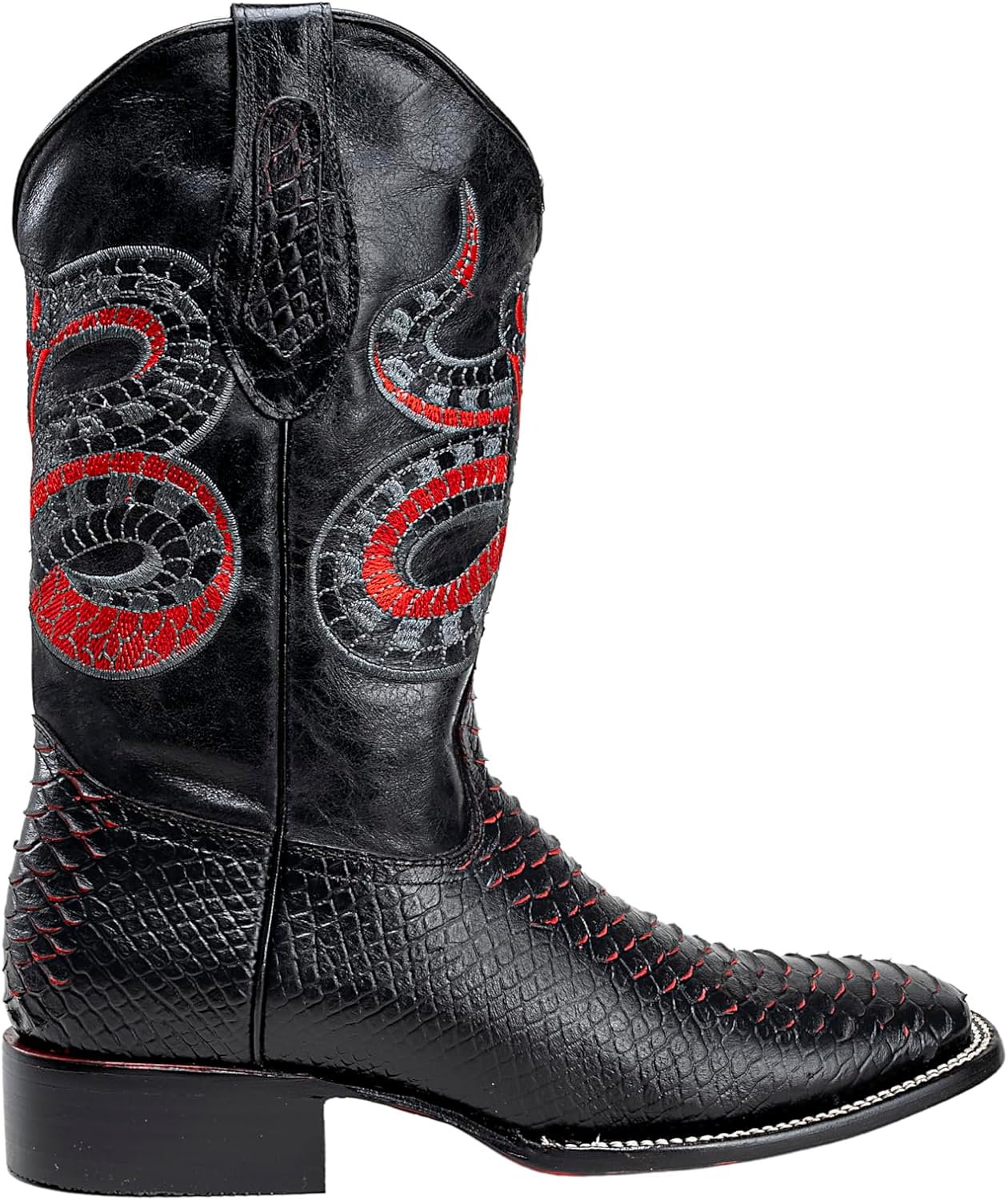 Мужские западные сапоги Joe Boots с экзотическим рисунком из питоновой кожи: ковбойские сапоги с квадратным носком, родео, двухцветные Joe Exclusive, красный — фото 4