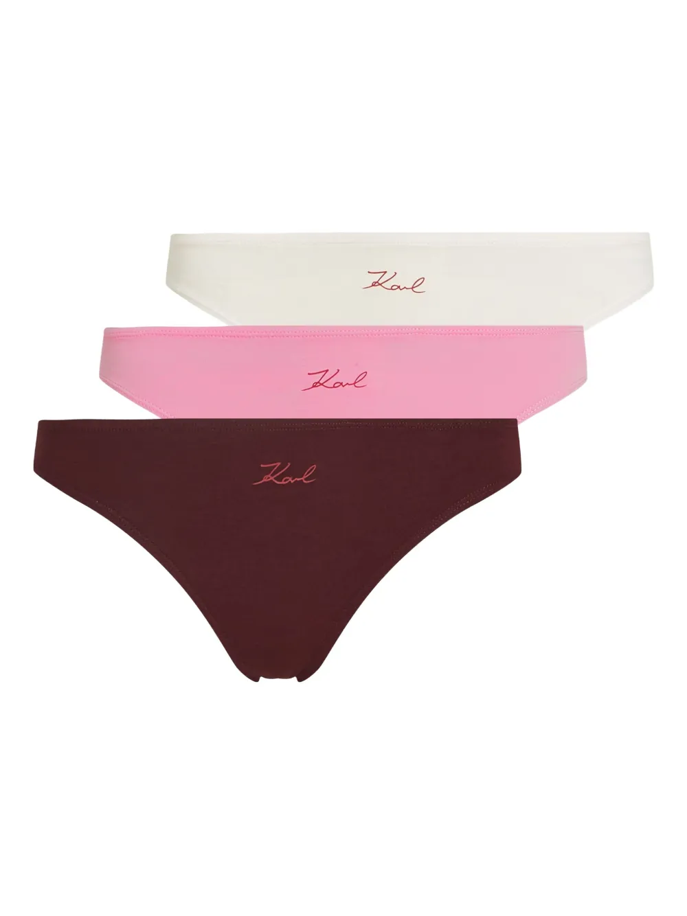 

Комплект из трех трусов-стрингов с логотипом KARL LAGERFELD, красный
