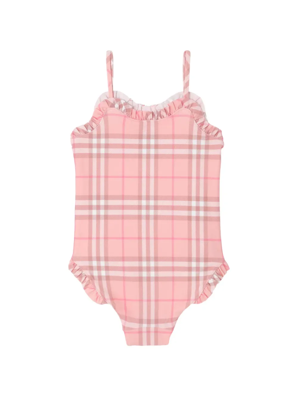 Купальник в клетку с оборками BURBERRY KIDS, розовый — фото 2