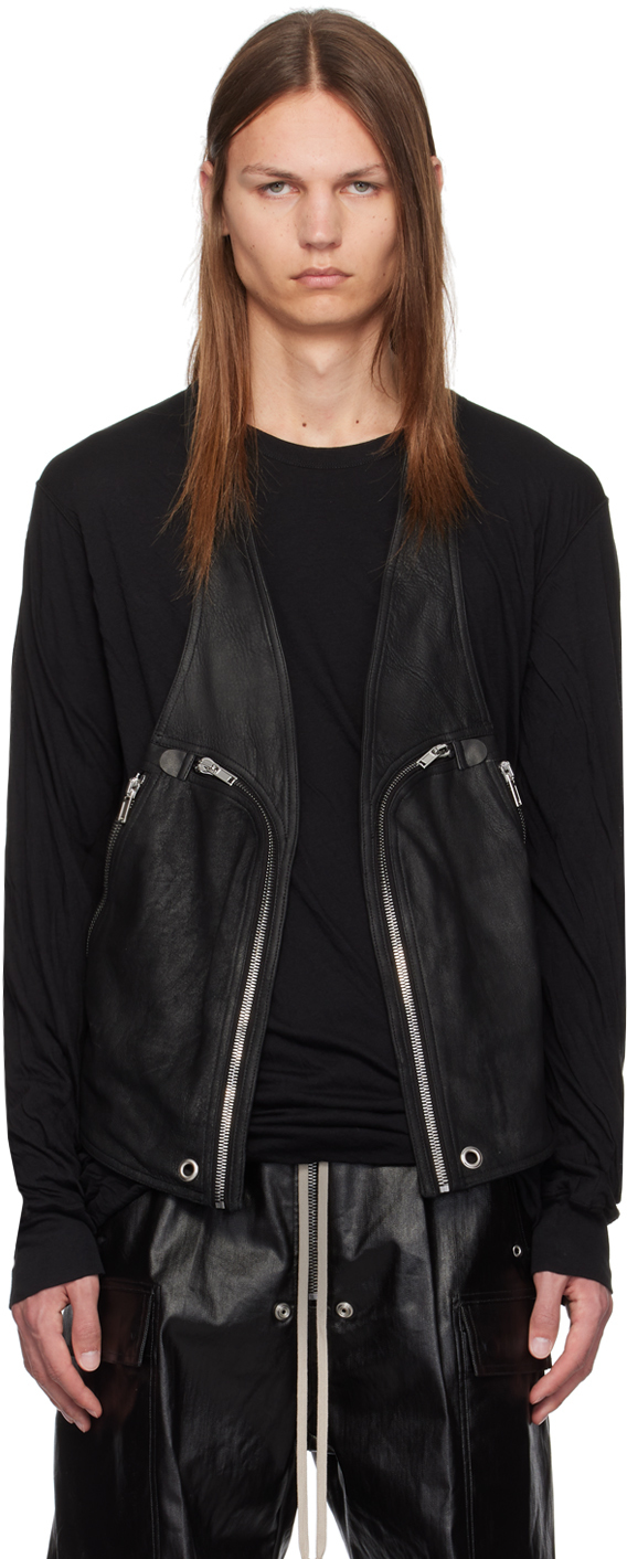 

Кожаный жилет в стиле Баухаус Rick Owens, черный