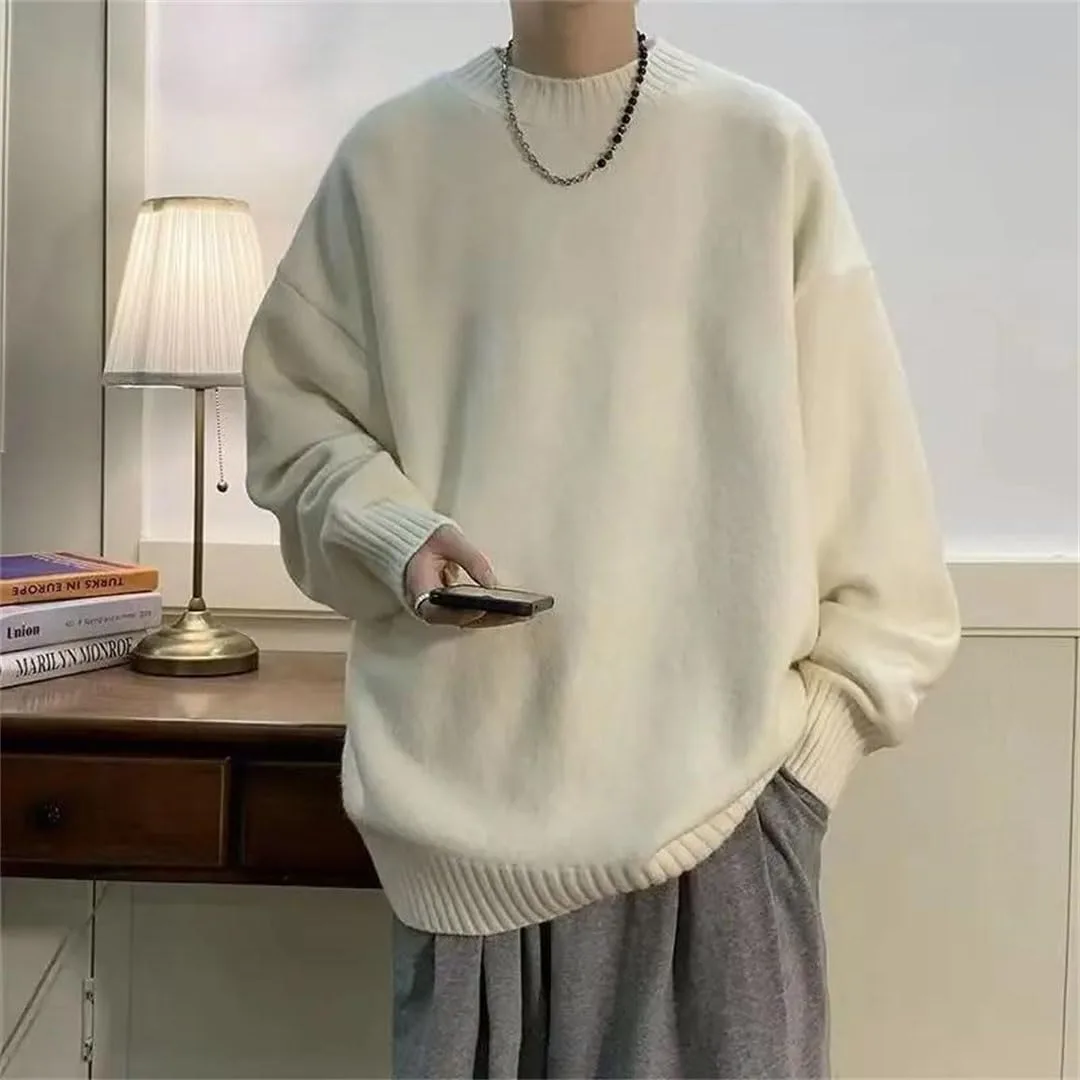 Мужской свитер с круглым вырезом, вязаный, свободного кроя, Plus Size — фото 2