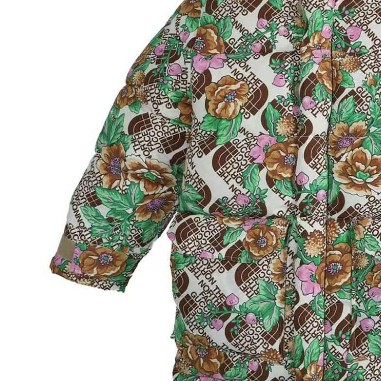 Пуховик женский Gucci, премиальный дизайн, черно-зеленый — фото 3