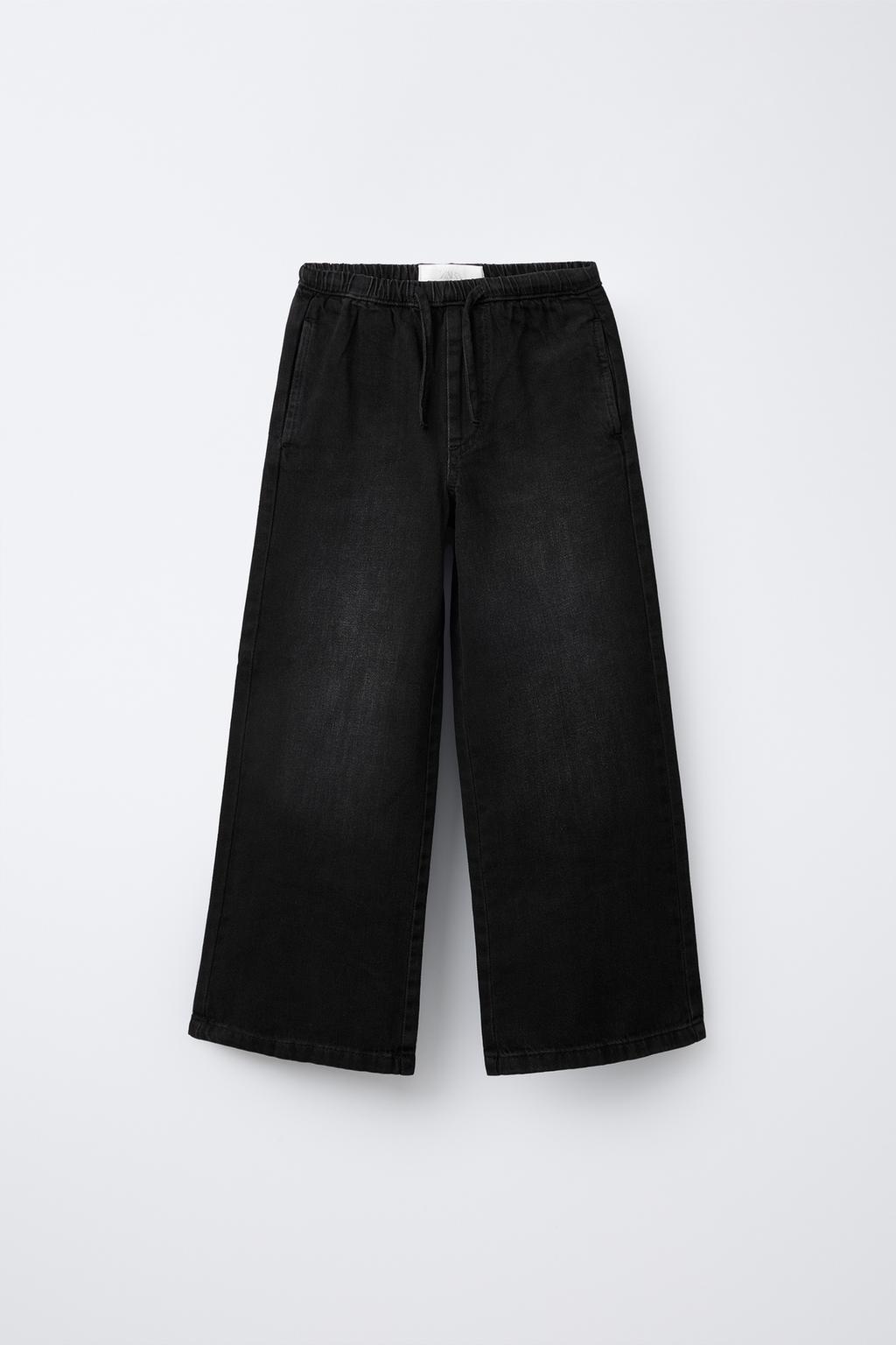 

Широкие джинсы с тонкой талией ZARA, черный