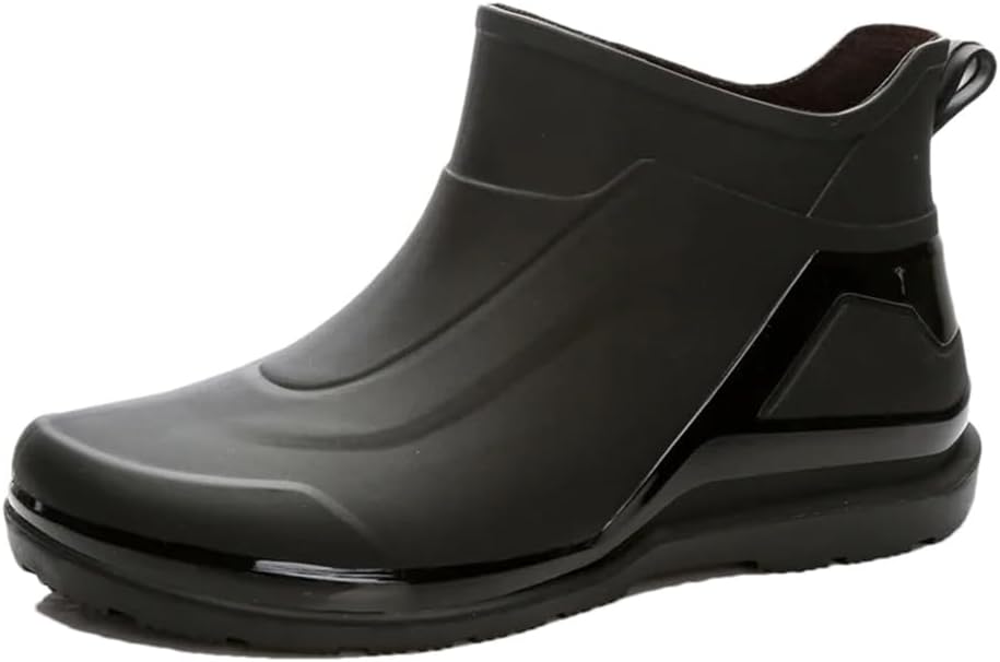 

Мужские водонепроницаемые резиновые ботинки Wjnvfioo с короткой голенью, средняя голень, противоскользящие, для мытья и работы, черный