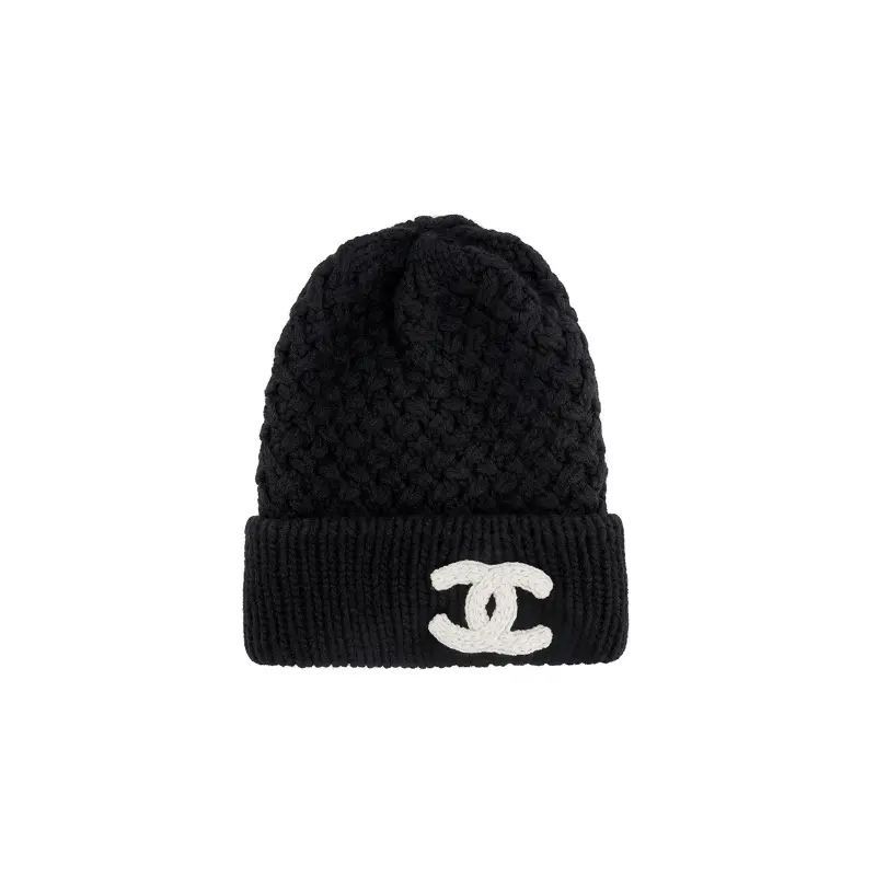 

CHANEL Кашемировая женская шапка черная, Black