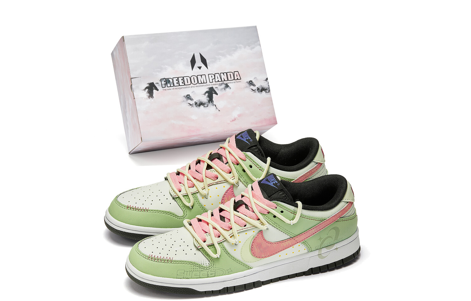 

Кроссовки Nike Dunk Skateboarding Shoes Women's Low-top Green/Pink, зеленый/розовый