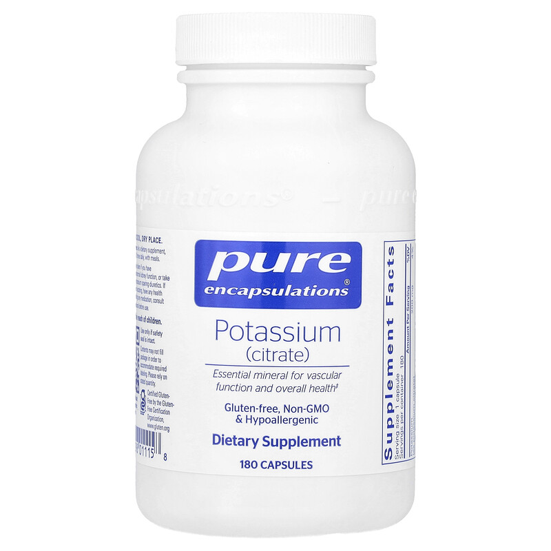 

Pure Encapsulations, Калий (цитрат), 200 мг, 180 капсул