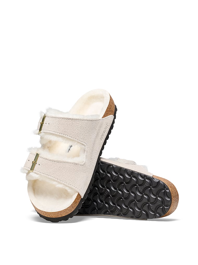 Сандалии из овчины и замши Arizona Birkenstock, белый — фото 3