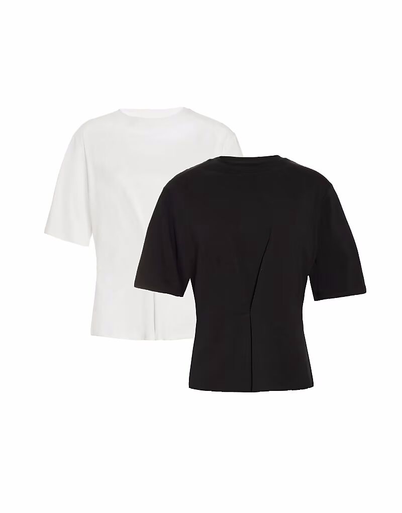 

Набор из 2 хлопковых топов с круглым вырезом и рукавами 3/4, цвет черный French Connection