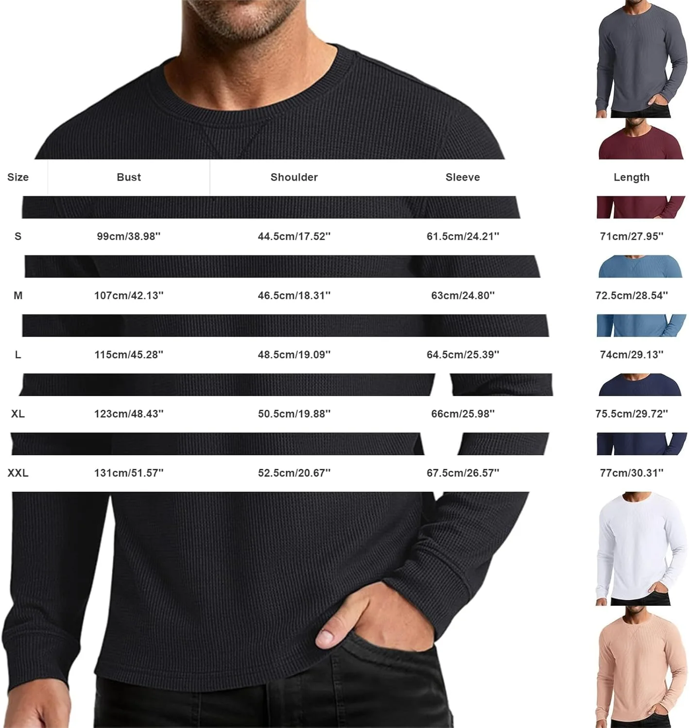 Мужская термофутболка-поло с вафельной текстурой, легкая, slim fit — фото 4
