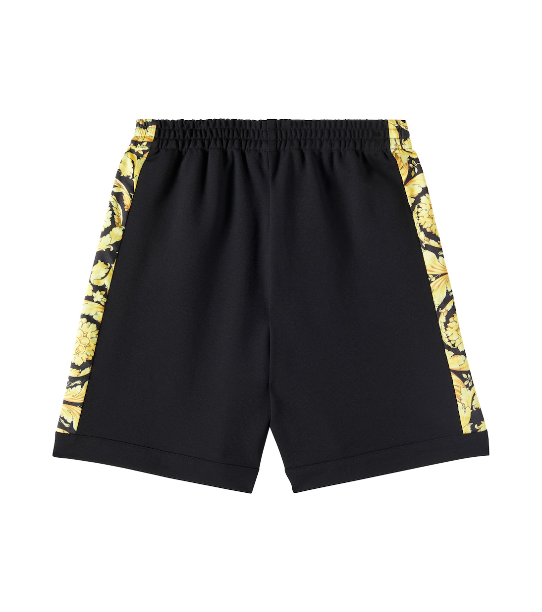 Бермуды из джерси с отделкой твилом Barocco Versace Kids, Black + Gold — фото 4