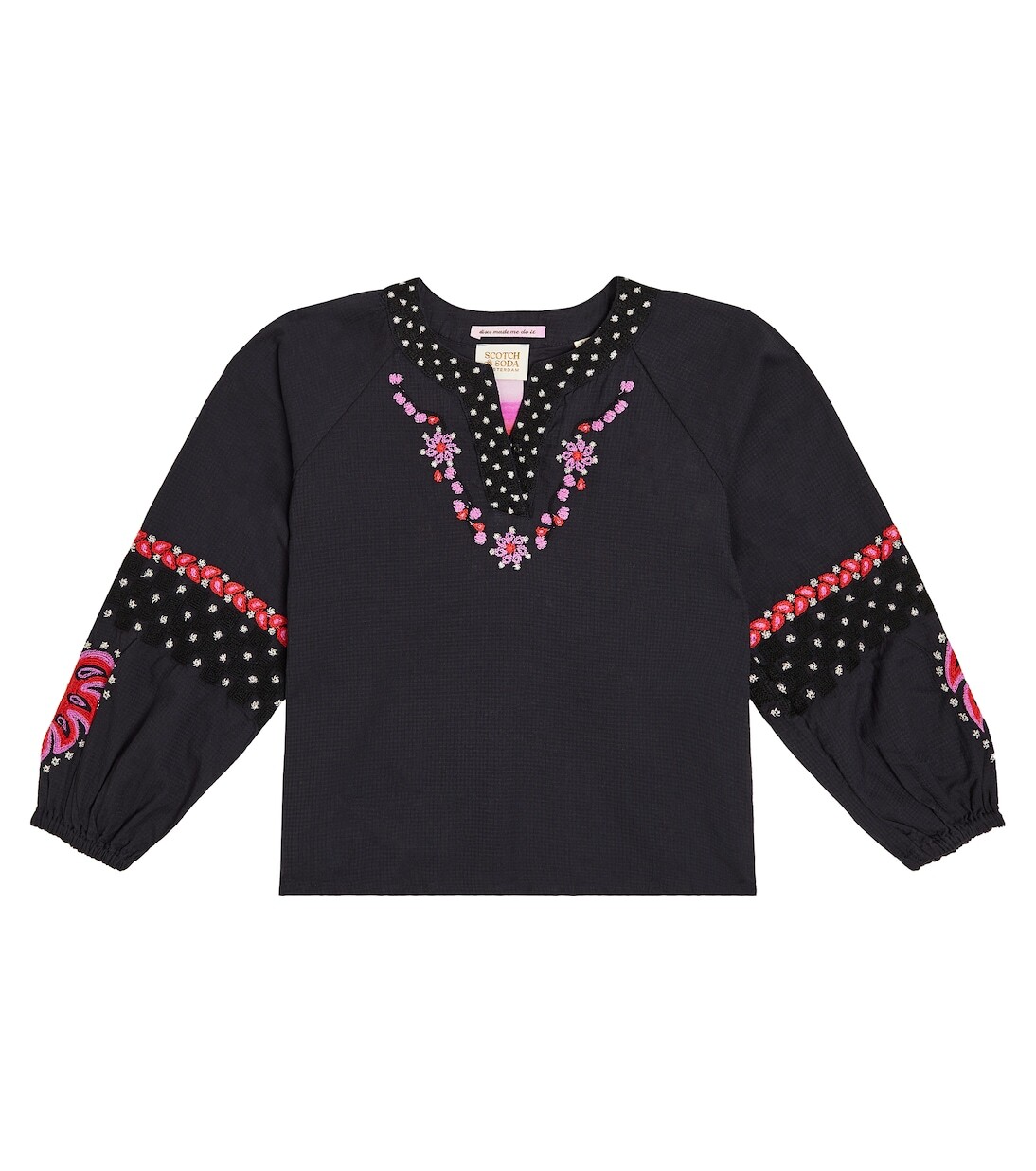 

Хлопковый топ с вышивкой Scotch & Soda Kids, синий