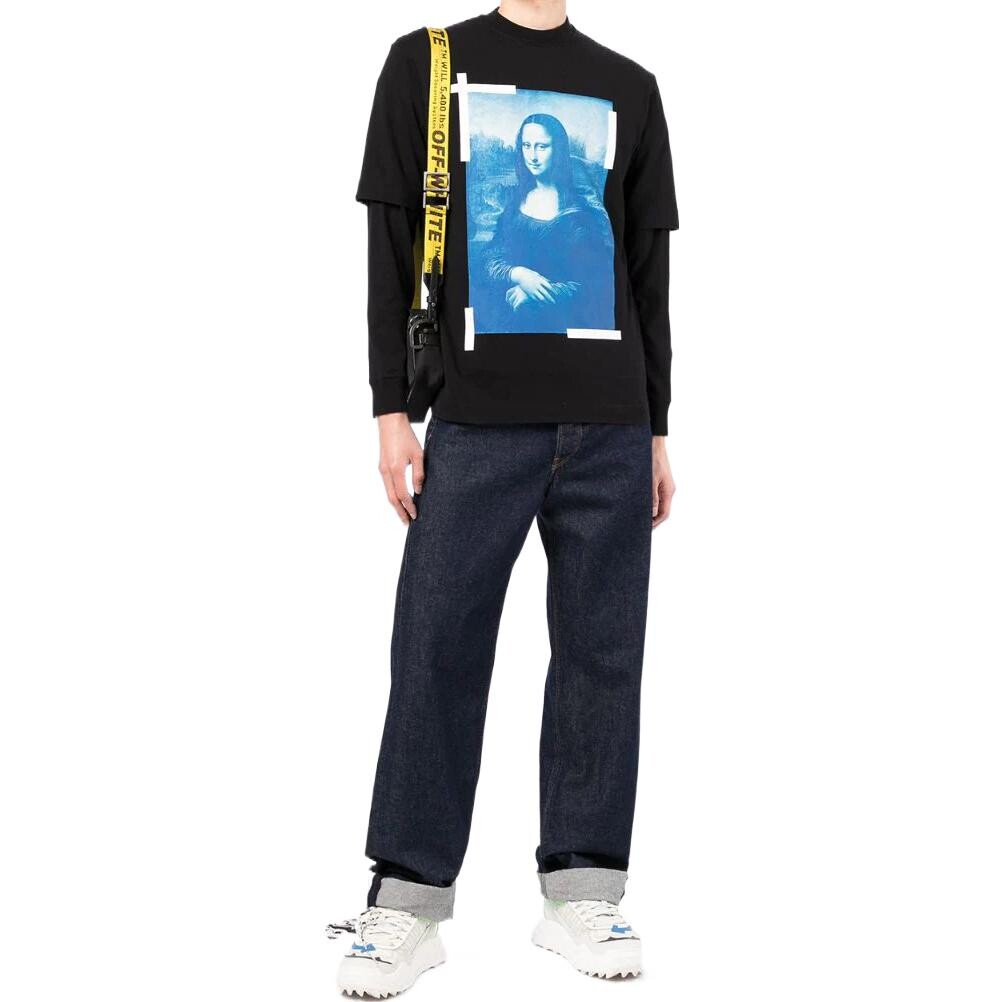 Лонгслив мужской Off-White Monalisa Print, черный / синий — фото 4