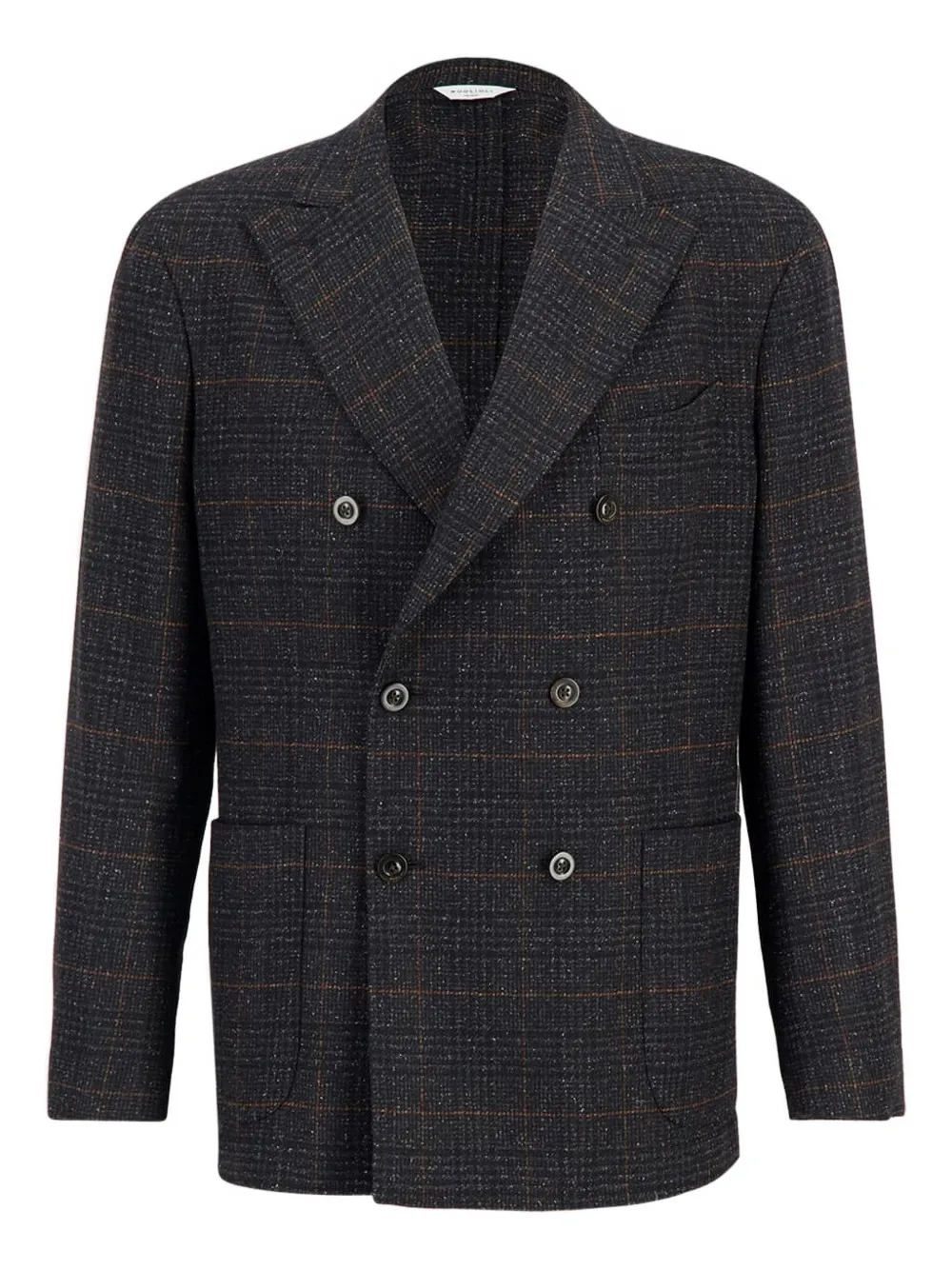 

Двубортный пиджак в клетку Boglioli, серый