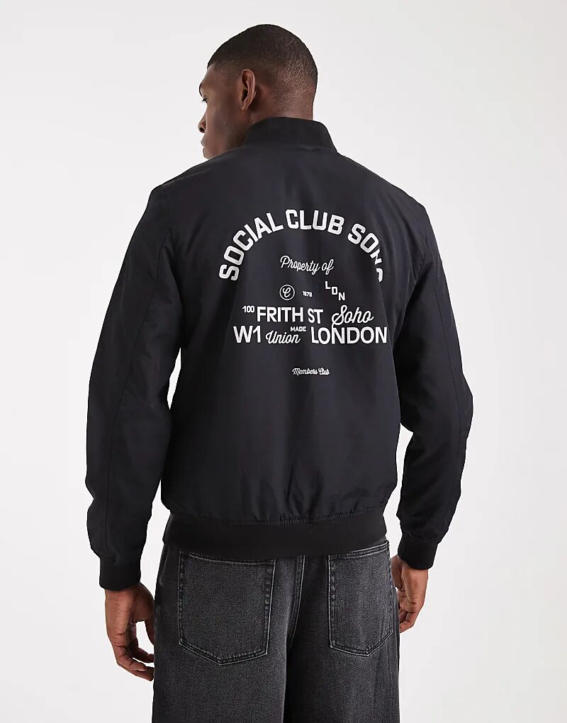 

Легкая куртка-бомбер ASOS DESIGN с принтом черного цвета