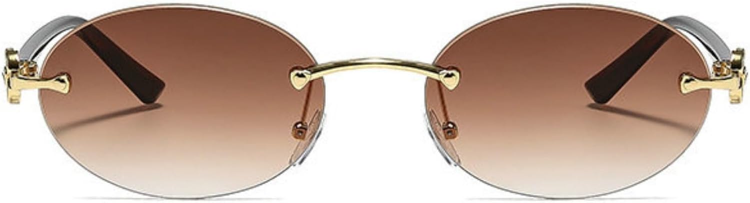 

Солнцезащитные очки Willochra Retro Oval с кристаллами для женщин, модные дизайнерские очки в стиле Y2K, без оправы, винтажные, с защитой от УФ-излучения UV400, роскошные золотые очки, C5